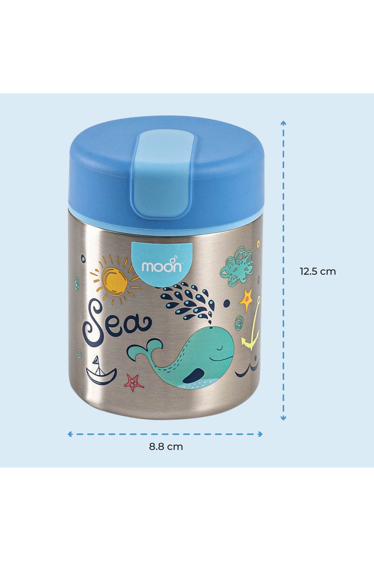 MOON Double Wall SS Food Jar 
10oz 88x88x125mm-Blue