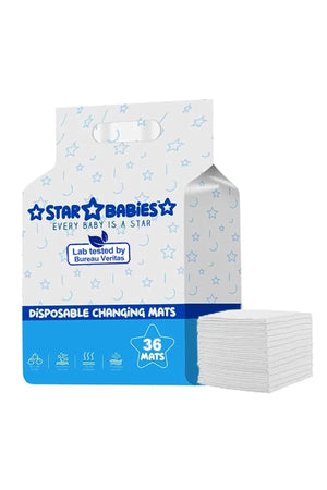 Star Babies Disposable Changing Mat- Pack of 36 - White