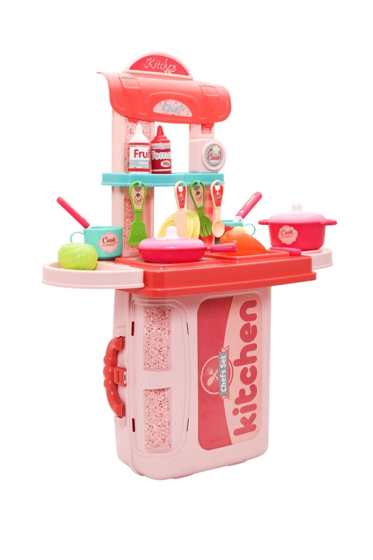 Urban Tots Briefcase Kitchen Set: Adorable Kitchen Play Set With Essential Tools & Accessories-Multicolor