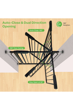 MOON Secura Baby Safety gate 76-80cm-Auto lock barrier with 30cm extension– Black