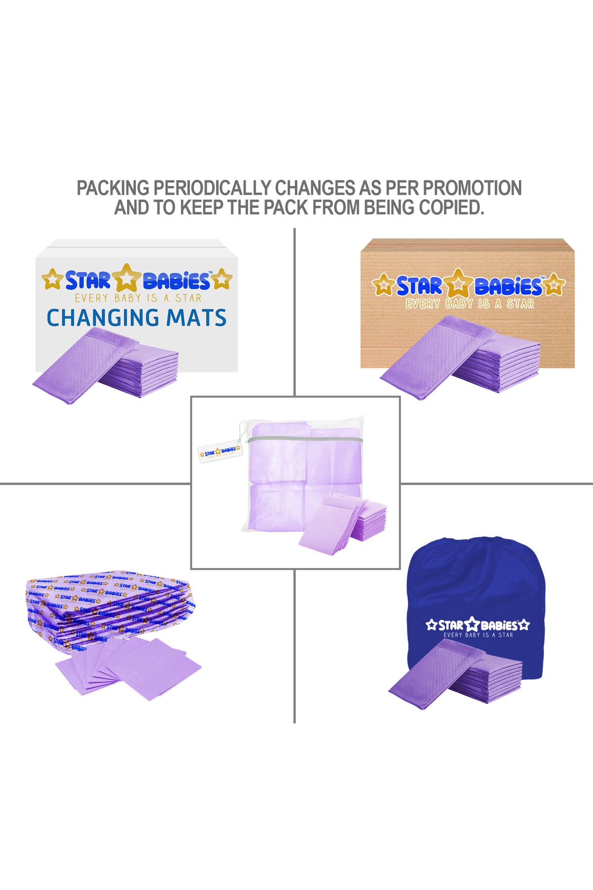 Star Babies Disposable Changing Mat Value Pack of 50 - Lavender