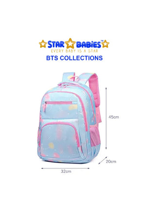 Star Babies - School Backpack With Stainless Steel Water Bottle 600ml - Pink