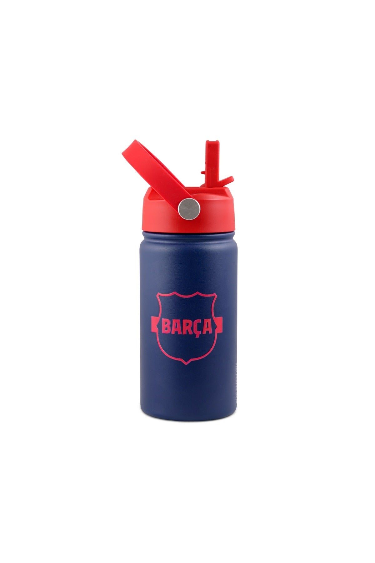 FC Barcelona Stainless Steel Insulated Water Bottle 400ml with Straw Lid, BARCA Football Leakproof School Bottle for Boys, Teens & Kids, Reusable Metal Sports Bottle for Gym, Travel & Outdoor Use (Blue & Red)