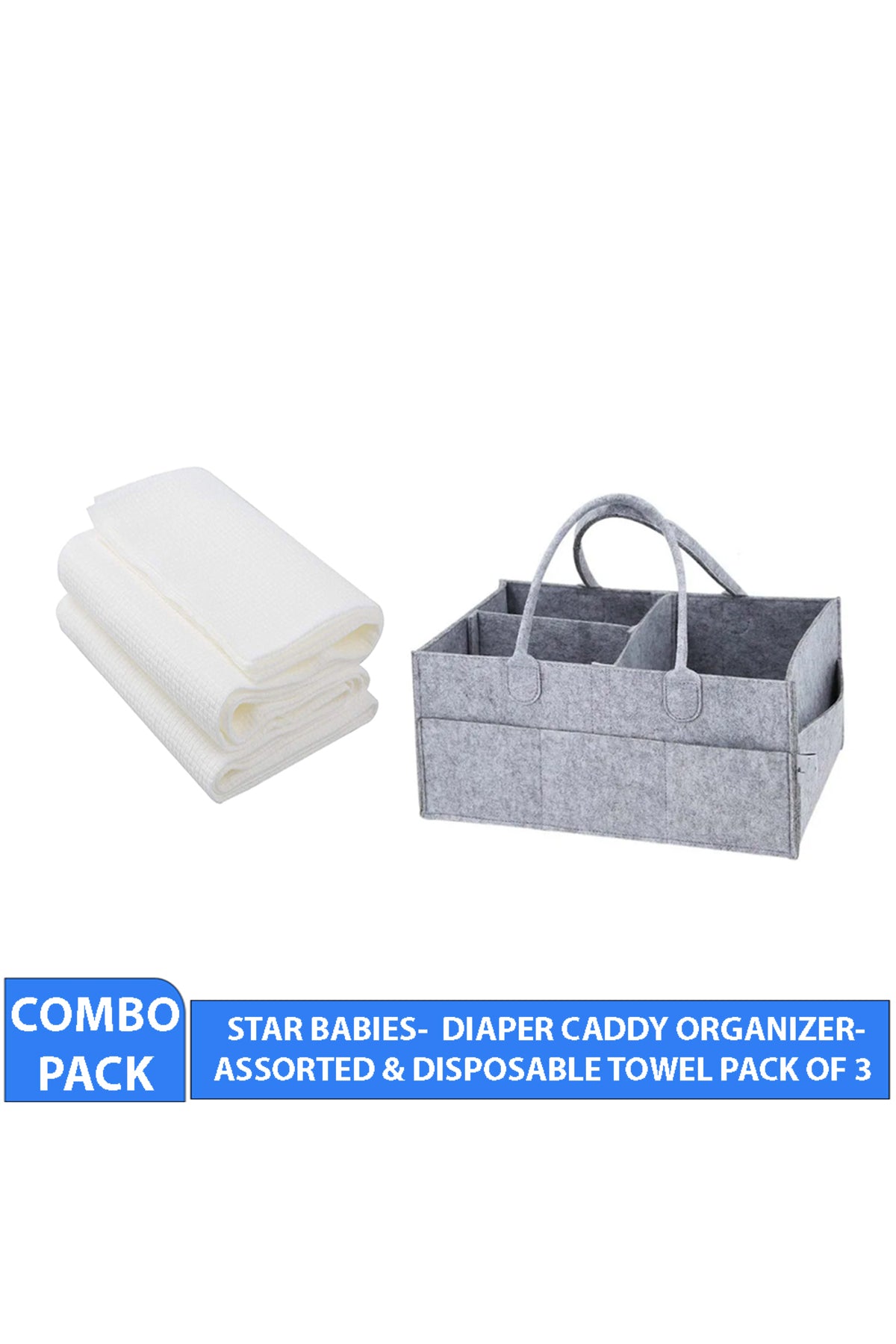 Star Babies - Caddy Diaper Bag Organizer & Disposable Towel 3pcs - Grey