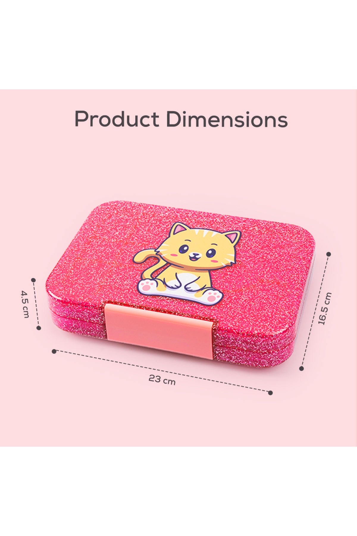 Cocobee Kitten Bento Lunch Box – 6 Compartments, Leakproof, Microwave Safe, Lightweight – 1L – Age 3+(Pink Color)