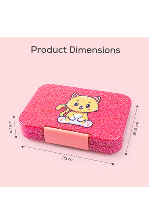 Cocobee Kitten Bento Lunch Box – 6 Compartments, Leakproof, Microwave Safe, Lightweight – 1L – Age 3+(Pink Color)