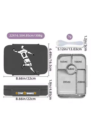 Star Babies - Star Babies Football themed Bento Lunch Box with 4 Compartments, BPA Free, Leak-Proof with insulated Lunch Bag