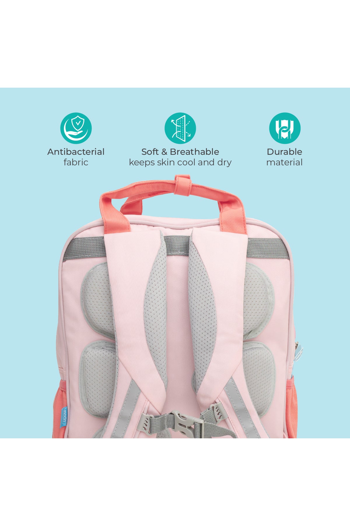 MOON Kids Backpack  – Comfy 3D Design,Padded Straps, Waterproof-Perfect for Preschool, Nursery, Snacks & Lunchbox-Pink
