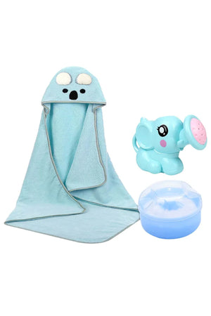 Star Babies - Hooded Towel, Powder Puff & Kettle Toy - Blue