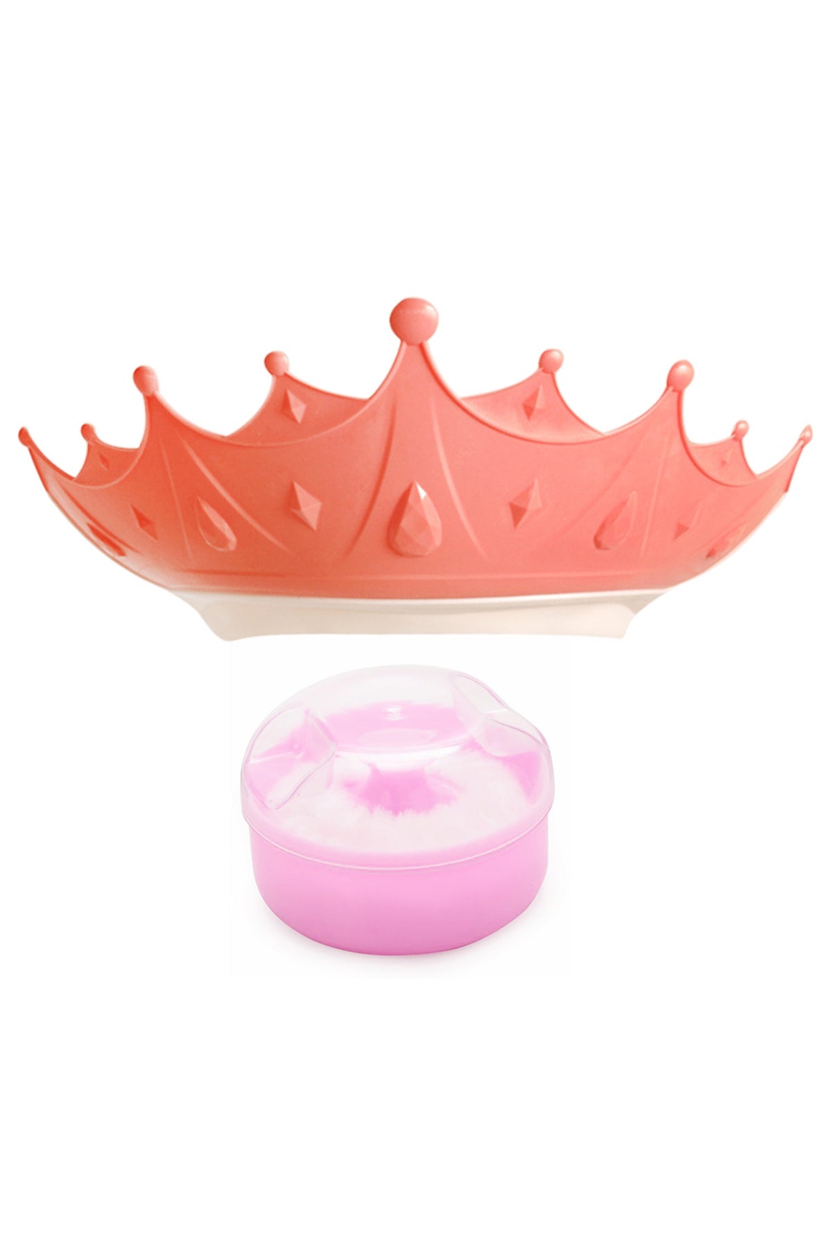 Star Babies - Adjustable Crown Kids Shower Cap With Kids Powder Puff - Pack of 2 - Pink