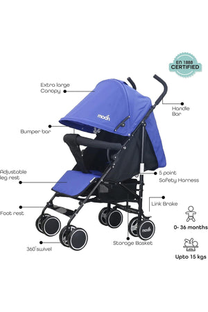 MOON Neo Plus Light Weight Travel Stroller,Cyan Blue