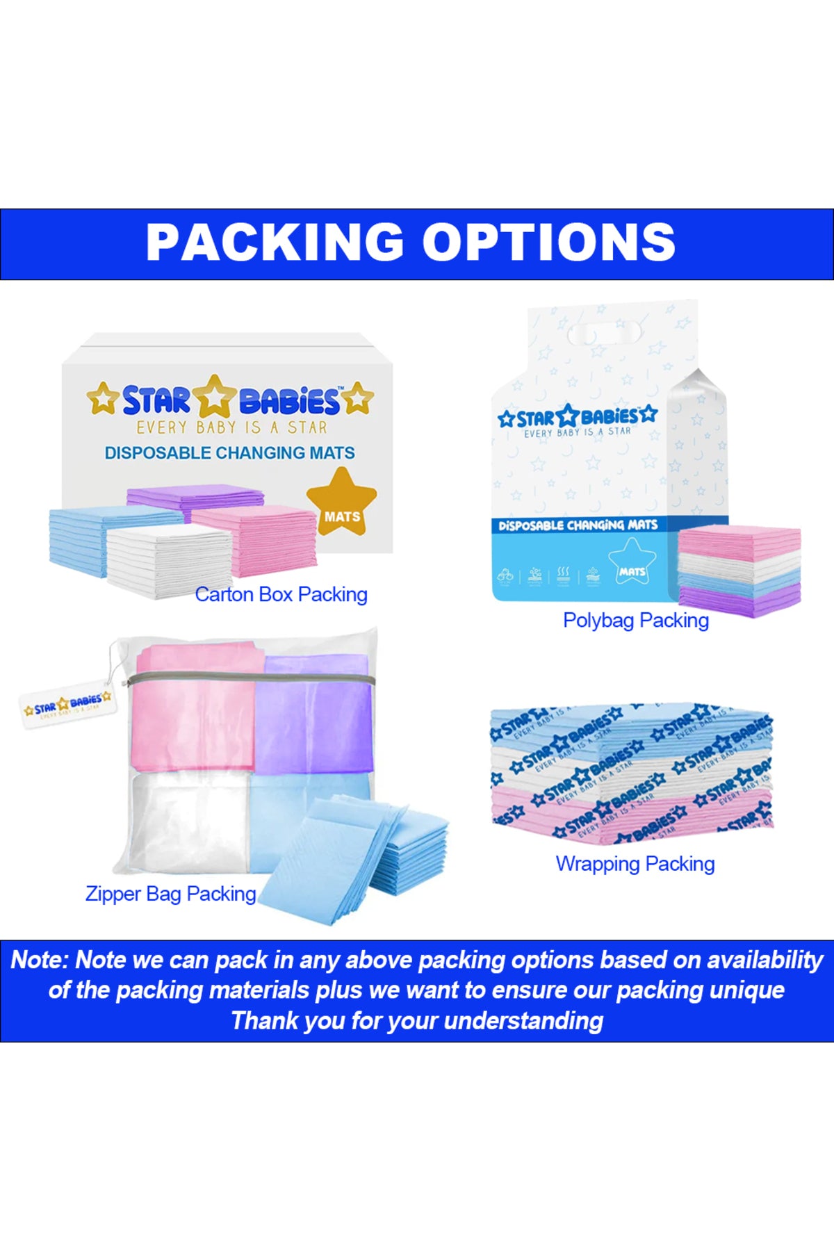 Star Babies - Disposable Changing Mats - 45x60cm - Pack of 100
