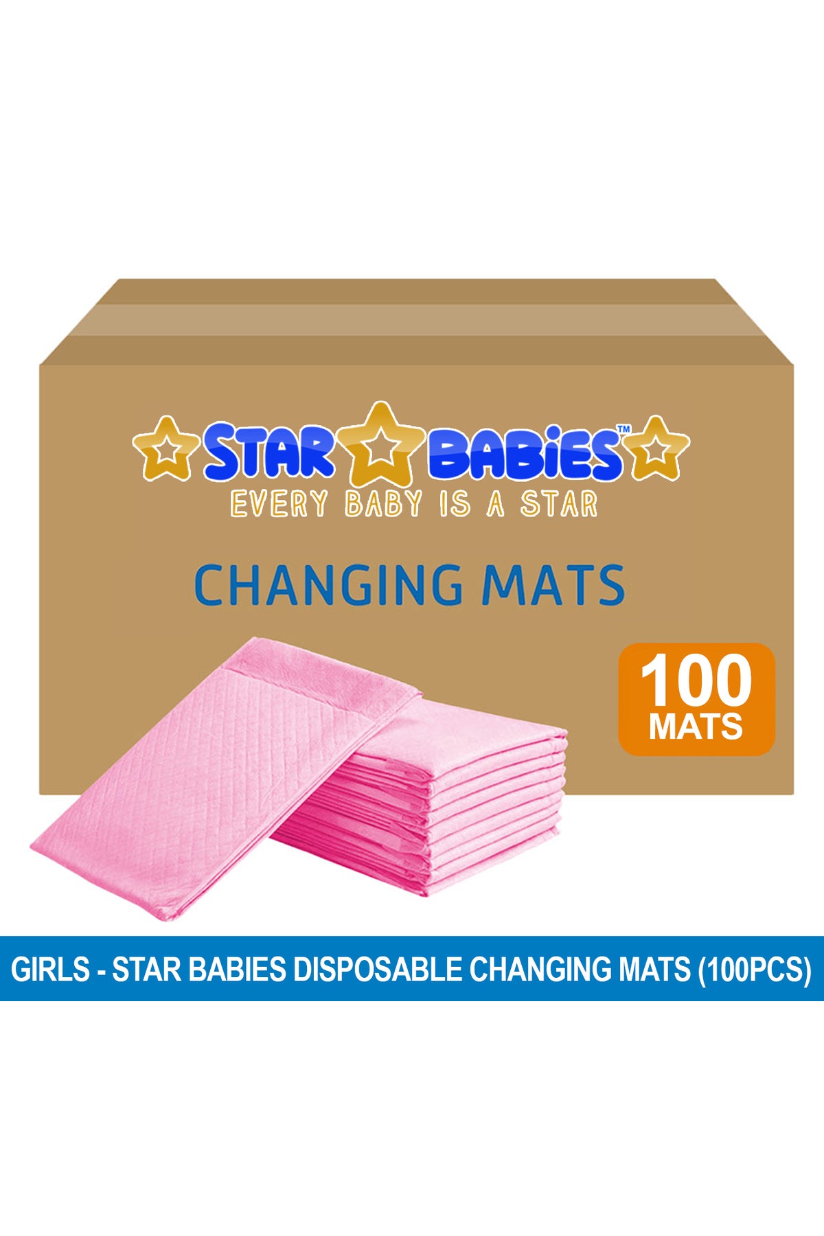Star Babies - Disposable Changing Mats Pack of 100 - Pink
