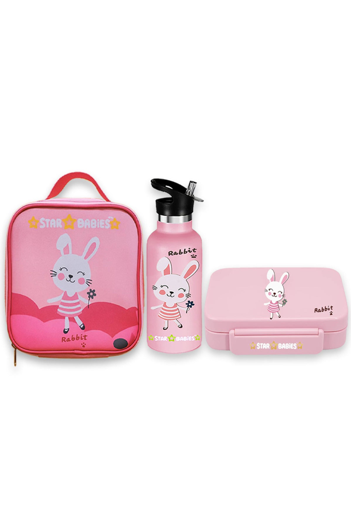 Star Babies- Rabbit 5 Compartment Lunch box, Lunch Bag 500ml Stainless Steel Water Bottle