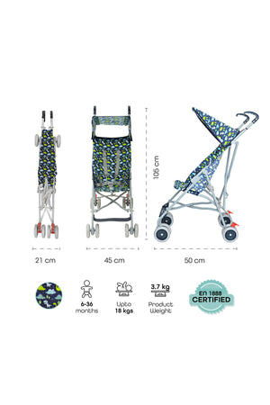MOON - Jet Ultra Light Weight Fold Buggy Stroller Buggy - Printed Dino
