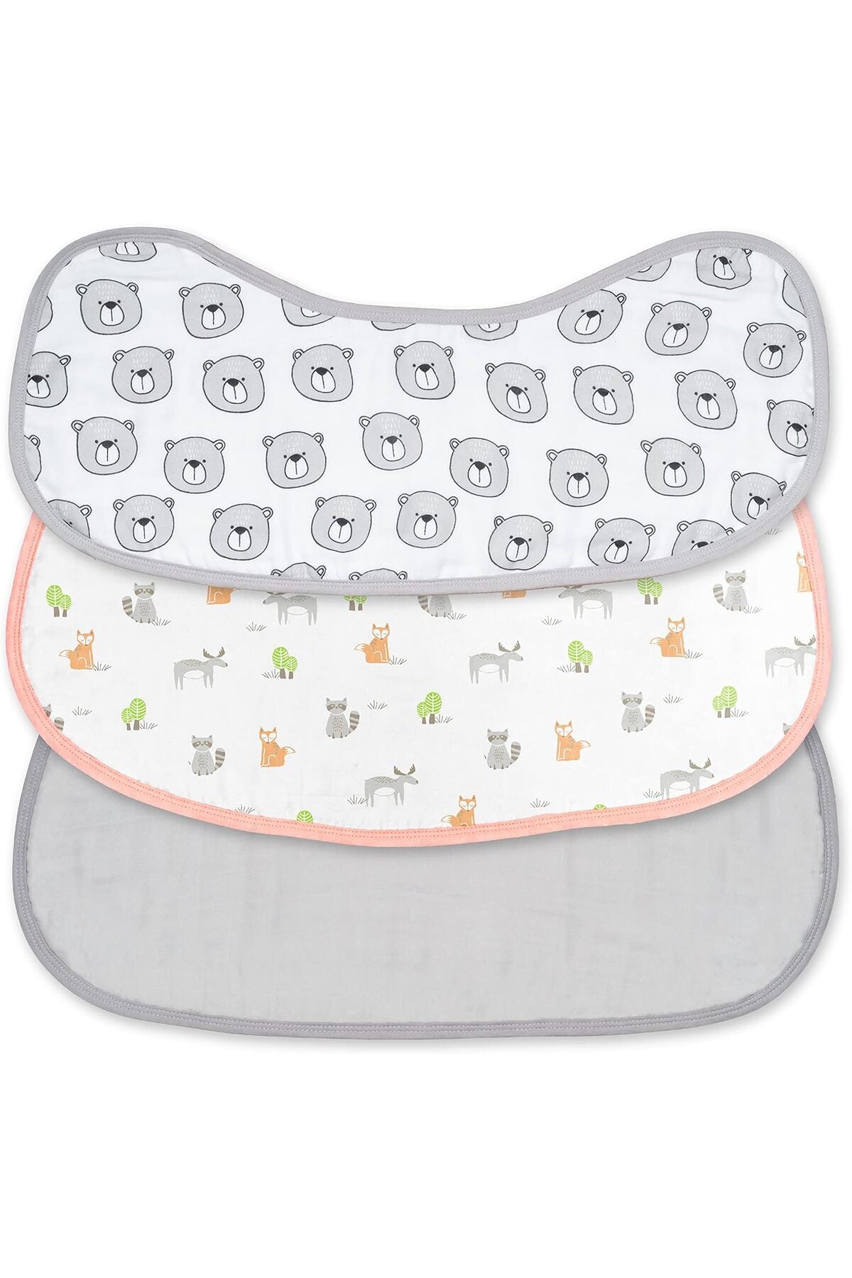 MOON Organic Burpy Cloth. (8 Layer)-Bear, Forest,& grey