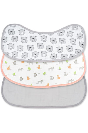 MOON Organic Burpy Cloth. (8 Layer)-Bear, Forest,& grey