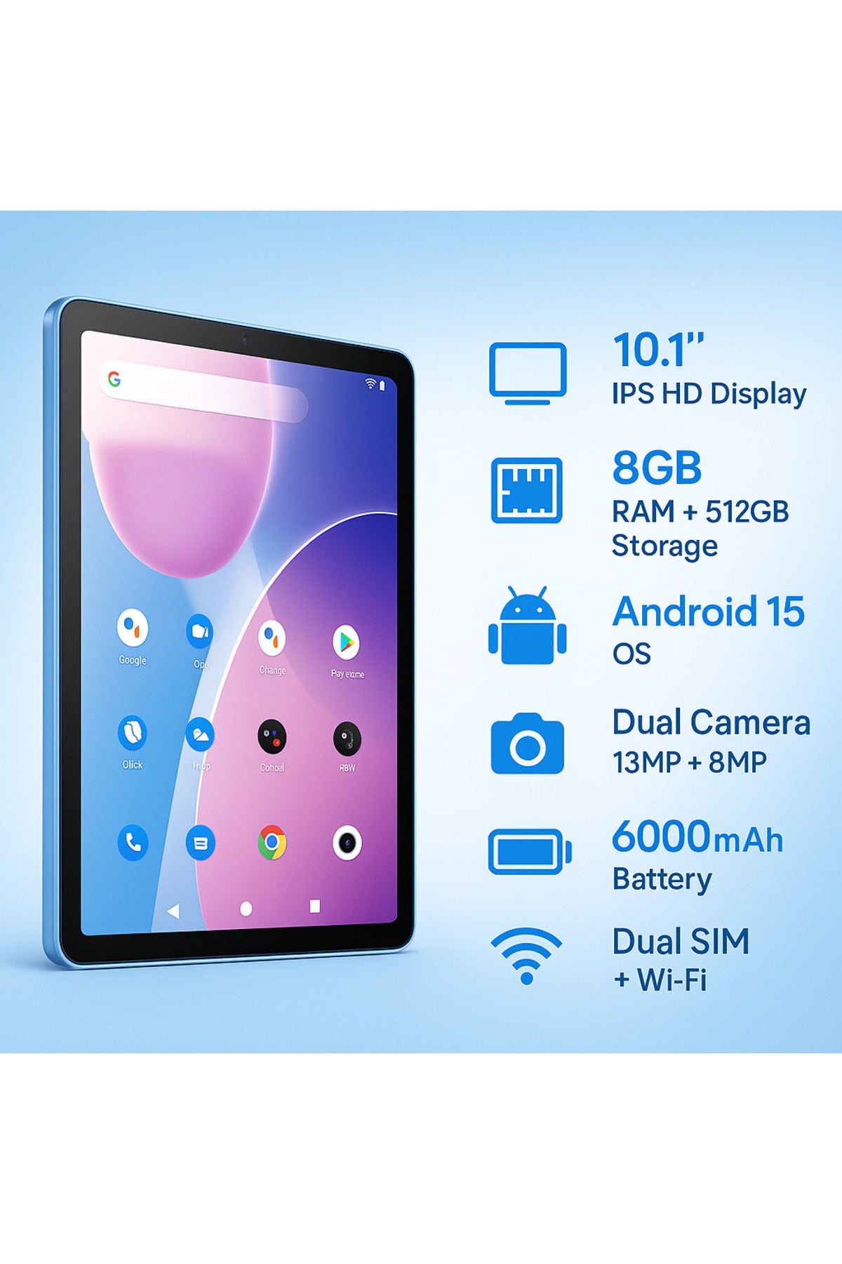 Oteeto TAB 14 Pro Tablet Wifi+5G with keyboard, Touch pen and mouse – 8GB RAM / 512GB Memory – Gray