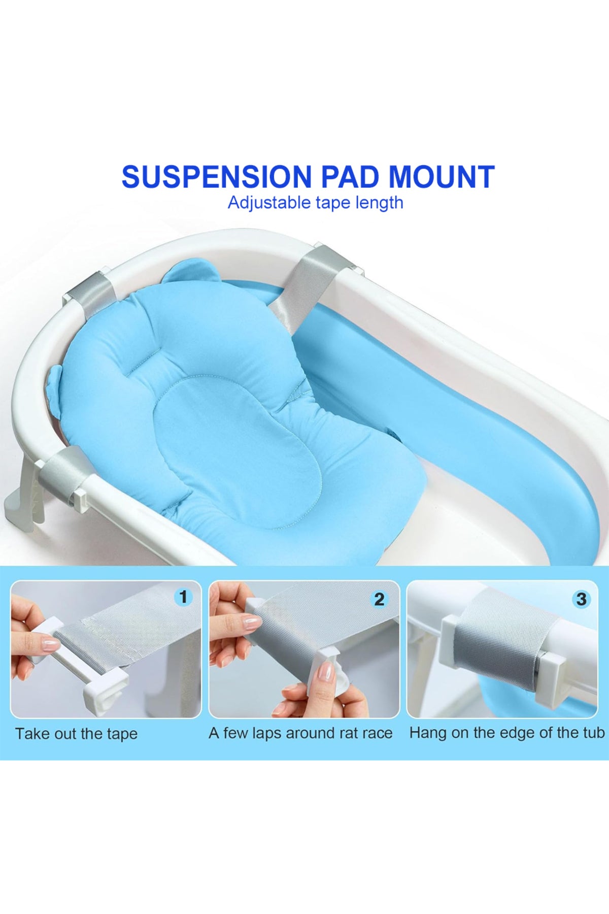 Star Babies - Baby Foldable Bathtub With Thermometer & Bathmat Set - Blue