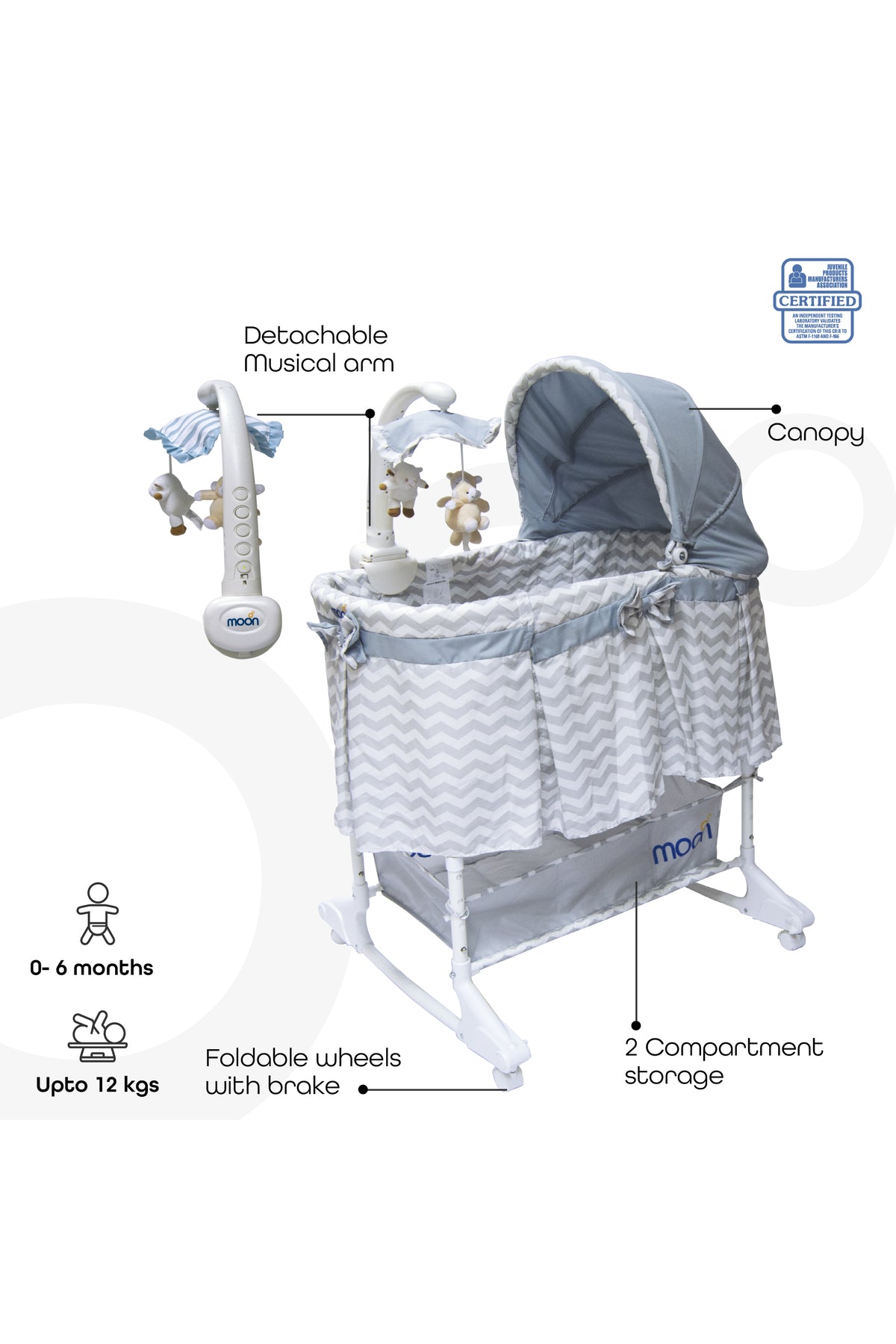 MOON Soffy - 4 in 1 convertible cradle - Grey