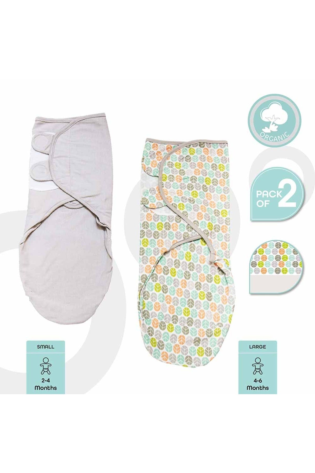 MOON Organic Swaddler pack of 2 - Grey