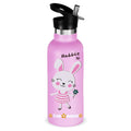 Star Babies Cute Rabbit Theme Anti Spil Stainless Steel 500ml Water Bottles, Vacuum Insulated Double Wall Travel Bottle with Leak-Proof hot and cold with a special Straw 3 to 6 Years-  Pink