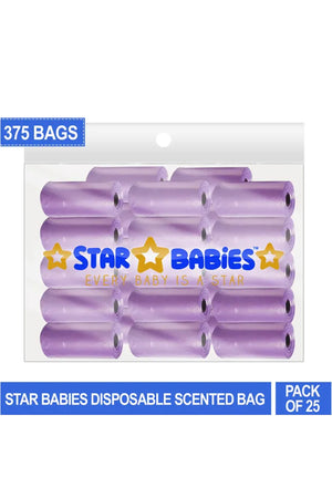 Star Babies - Scented Nappy Bag - Pack of 25/375 Bags - Lavender