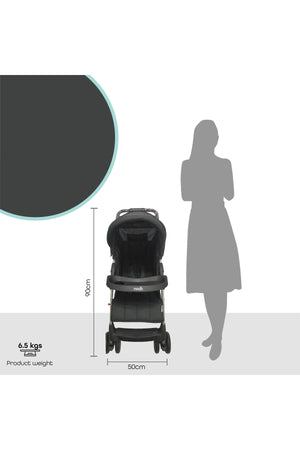 MOON Bezik - One Fold Stroller,Black + Grey dots