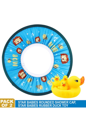 Star Babies - Shower Cap with Rubber Duck - Pack Of 2 - Blue/Yellow