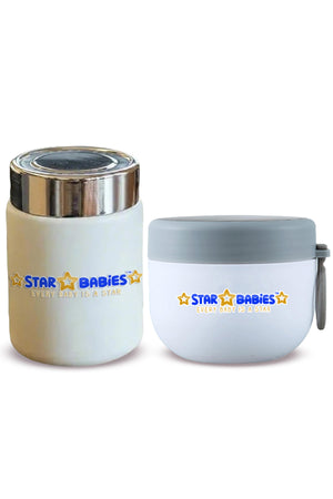 Star Babies -  Stainless steel Food jar with mini flask combo