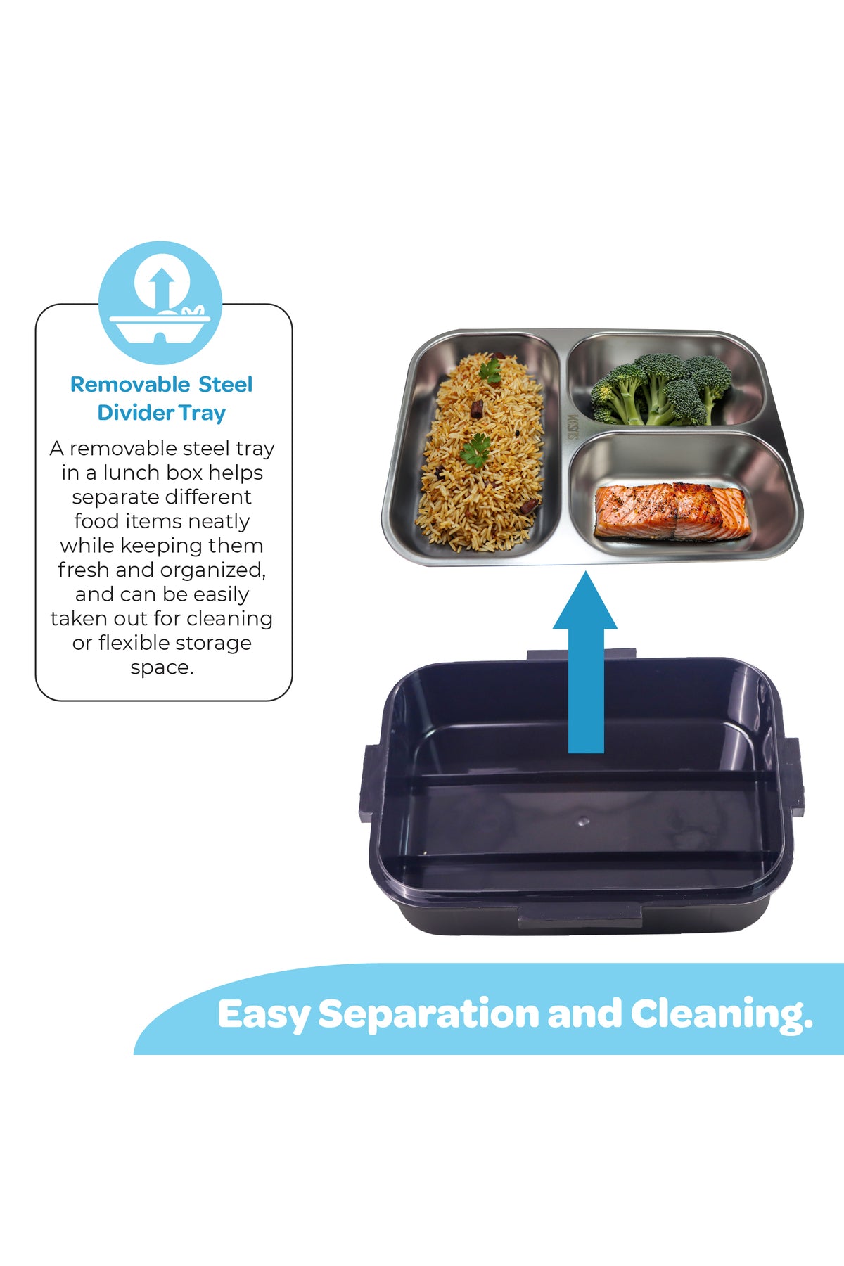 MOON Kids Lunch Box | PP + Stainless Steel Insulated Tiffin Box | Leak-Proof, BPA-Free, Durable School Lunch Box for Boys & Girls | Easy Open Clips | Food Safe Eco-Friendly Kids Meal Box