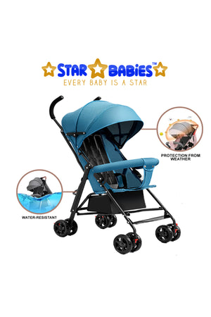 Star Babies - Lightweight Portable Infant Stroller W/ Compact Fold - Blue
