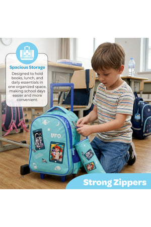 MOON  Astronaut 3 in 1 Trolley Set   - (16-Inch) Premium Kids School Bag with Lunch Bag & Pencil Case
