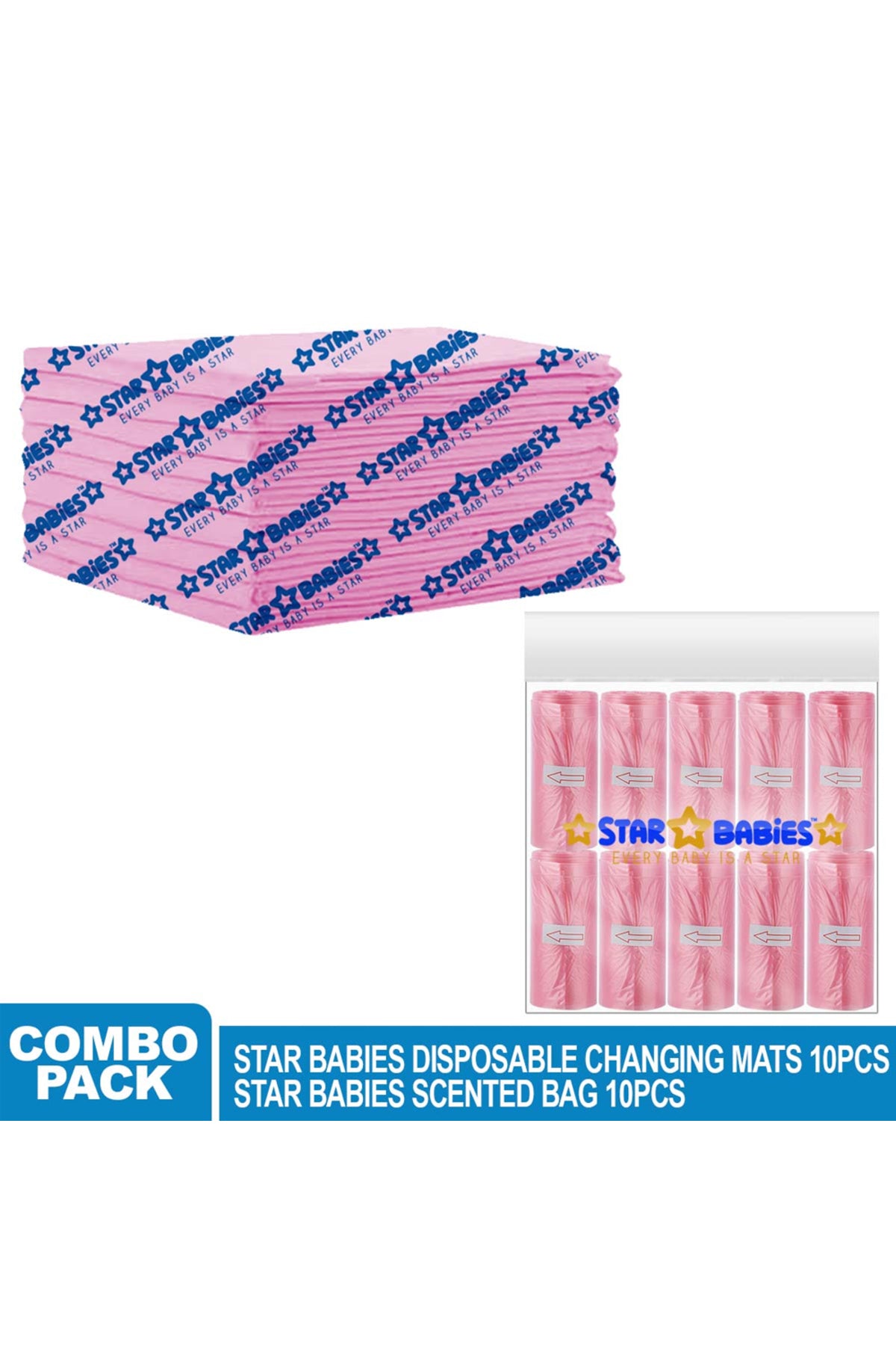 Star Babies - Disposable Changing Mat with Scented Bag - 10pcs - Pink