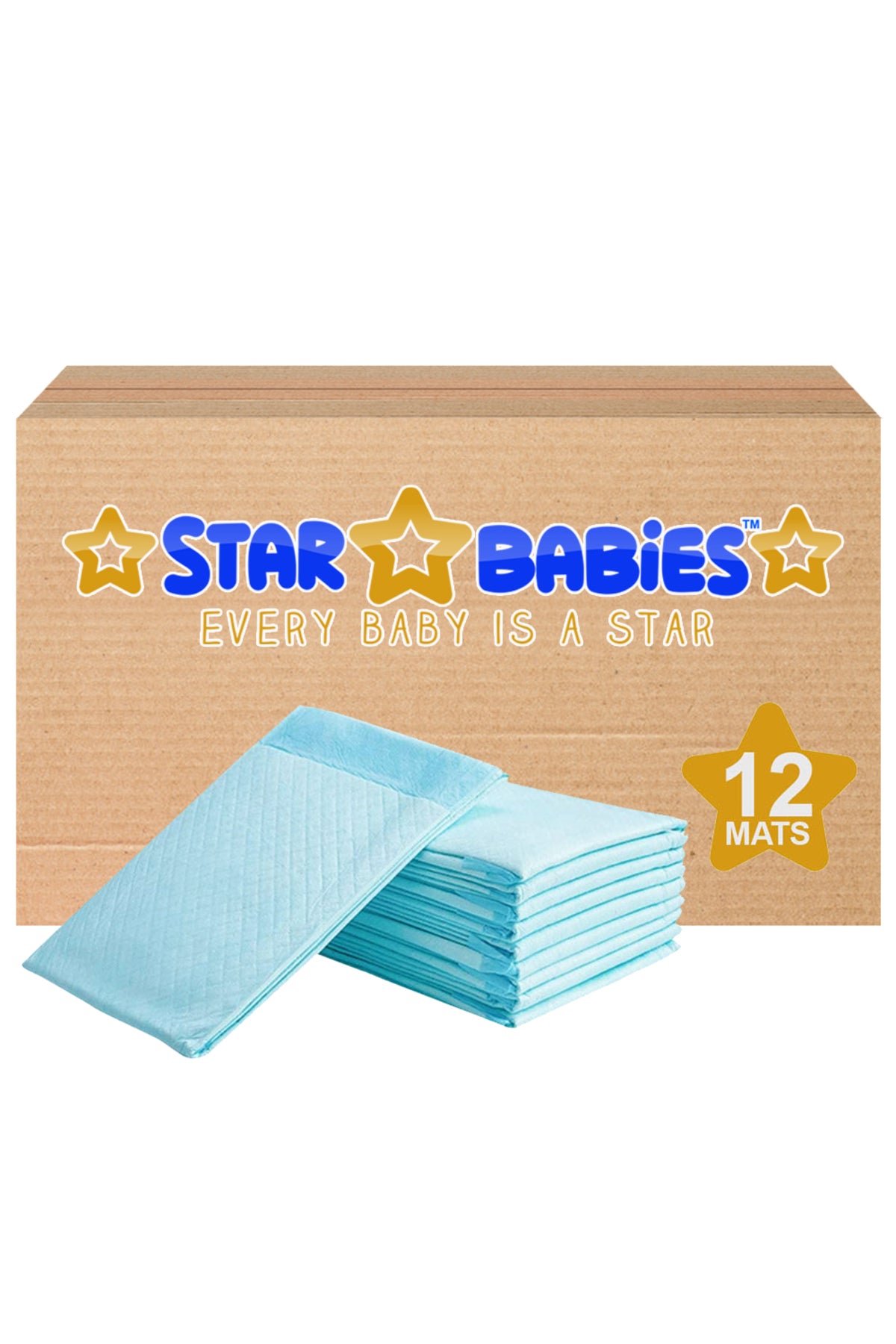 Star Babies Pack Of 12 Disposable Changing mats (45x60cm) Large, - Blue