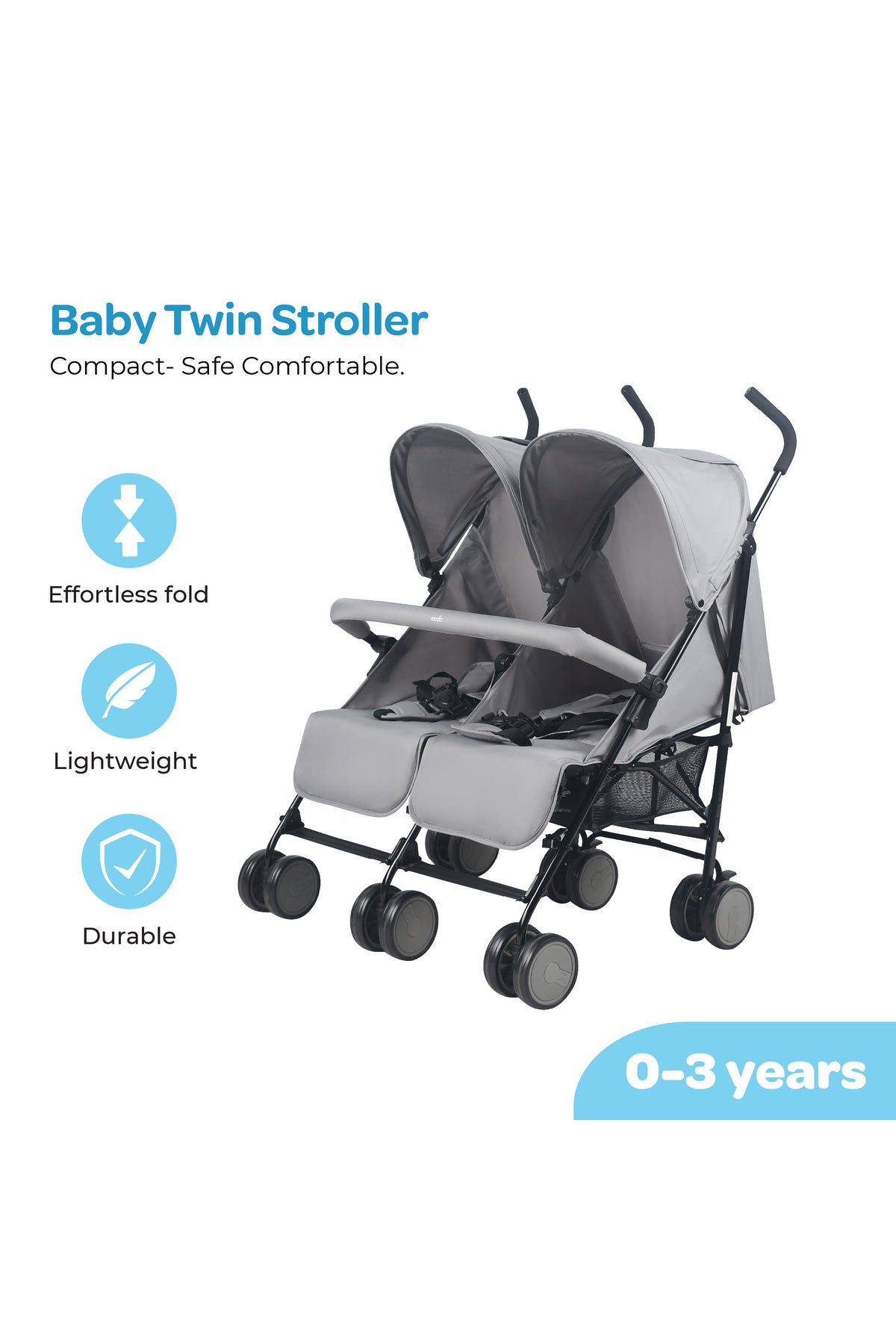 MOON Twinnzi Stroller -Grey
