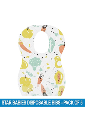 Star Babies 5-Piece Fruits Printed Disposable Bibs