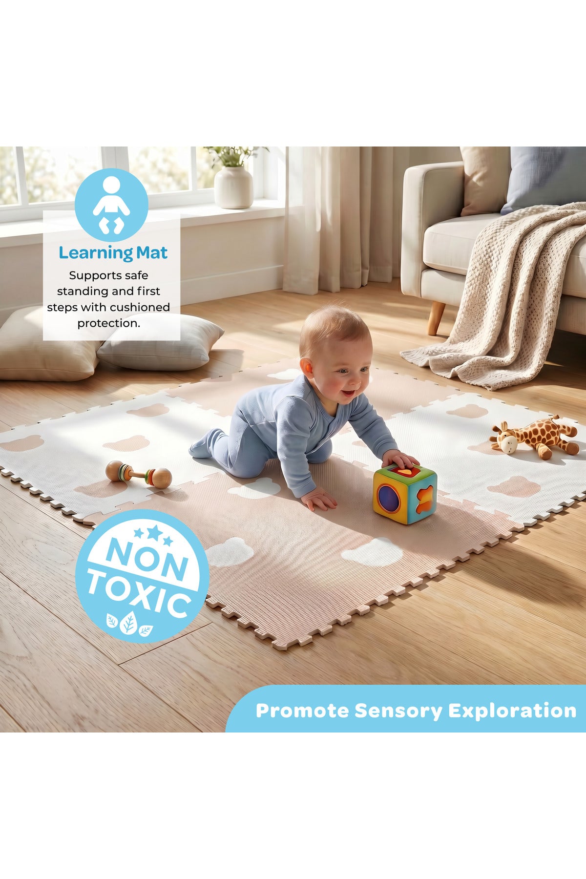 MOON Bear Baby Puzzle Playmat | EVA Foam Floor Mat | Multicolour | 10 Months+