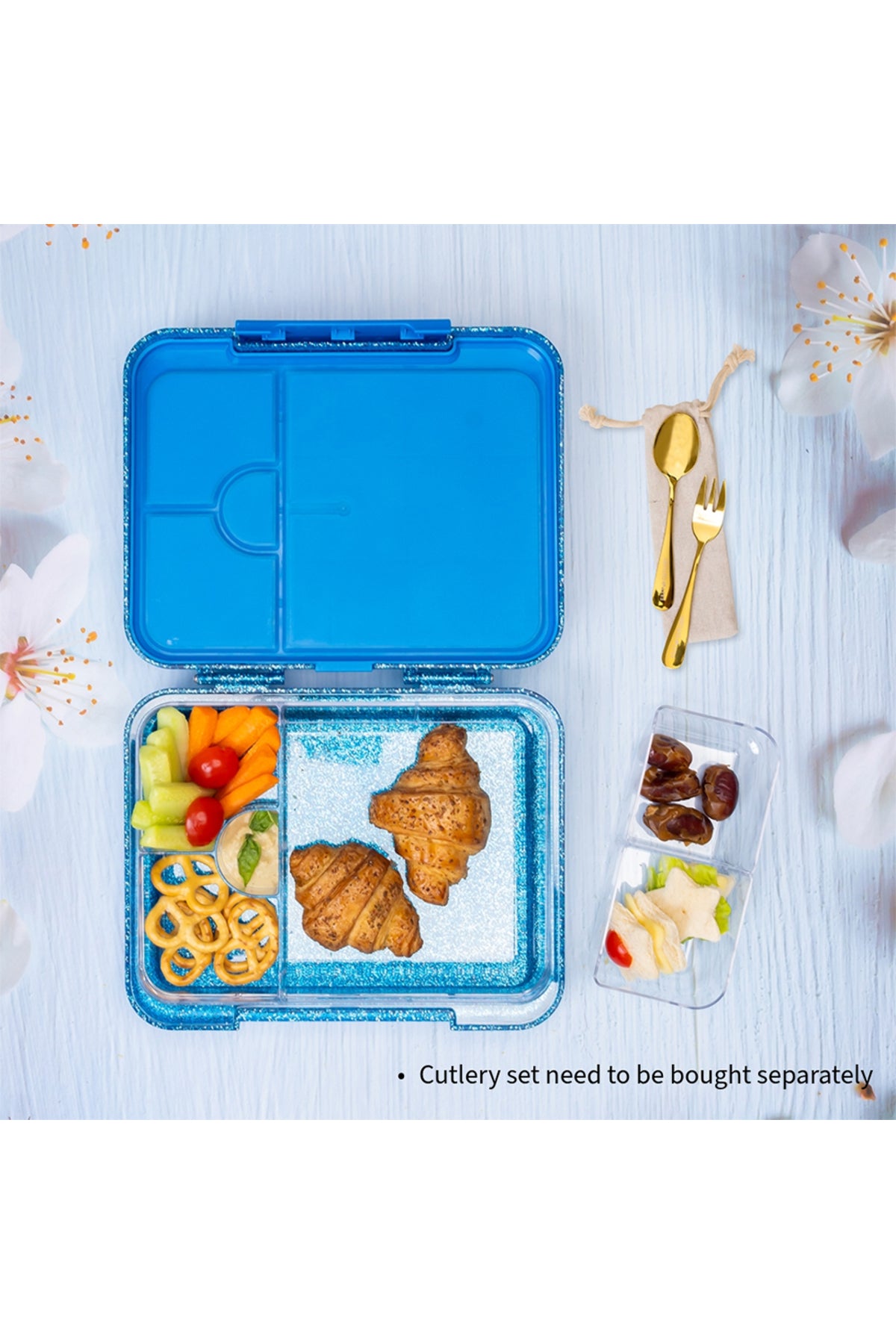 Cocobee 6-Compartment Bento Lunch Box| Leakproof & Lightweight For Kids – Blue