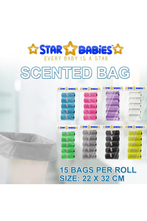 Star Babies - Scented Nappy Bag Pack of 10/150 Bags - Grey