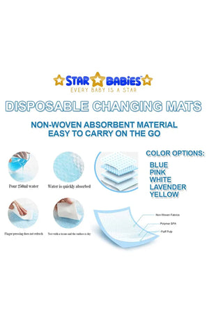 Star Babies - Disposable Changing Mats White 90Pcs with 1Pc Kids Reusable Mask