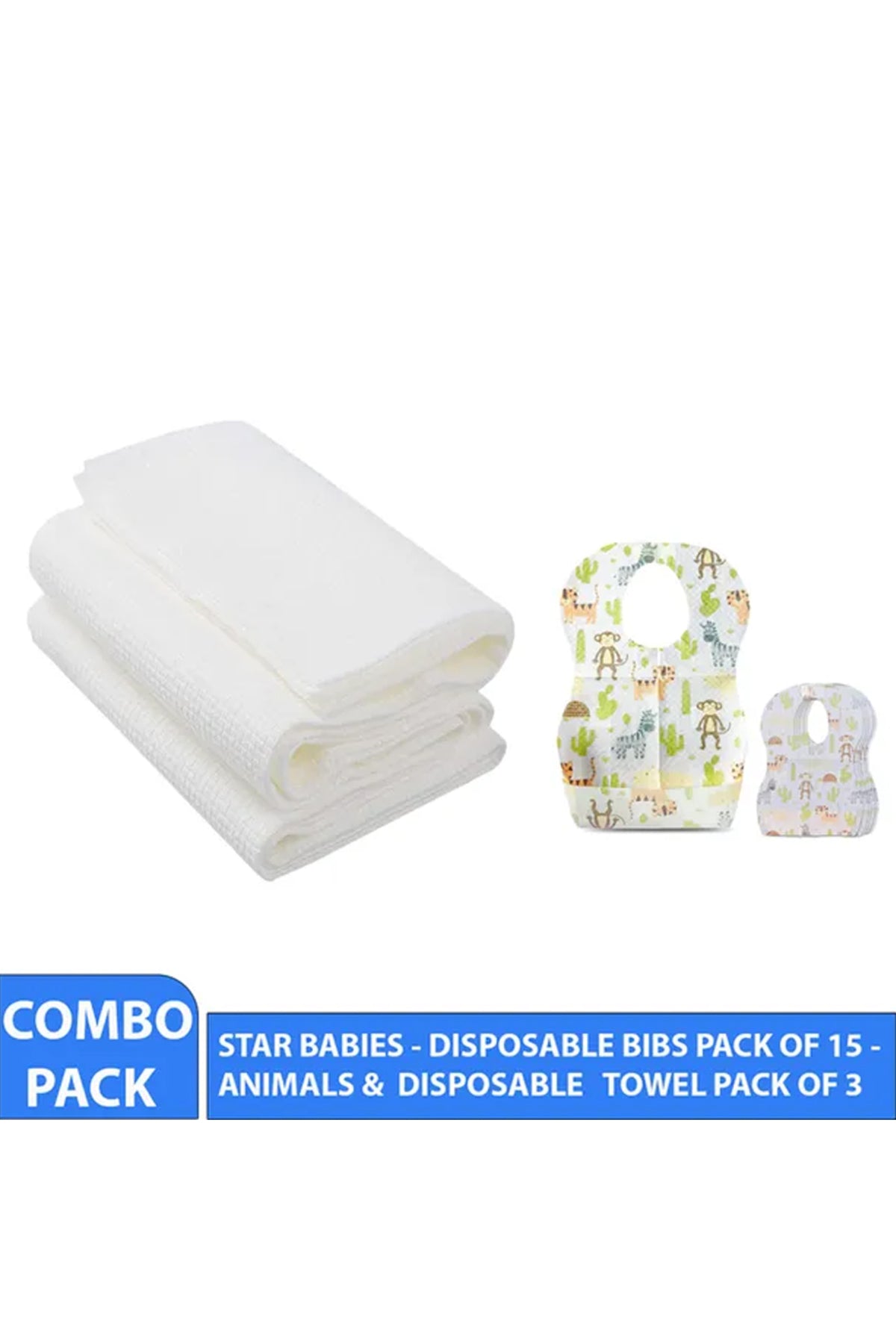 Star Babies - Disposable Bibs 15pcs with Disposable Towel 3pcs - Animal