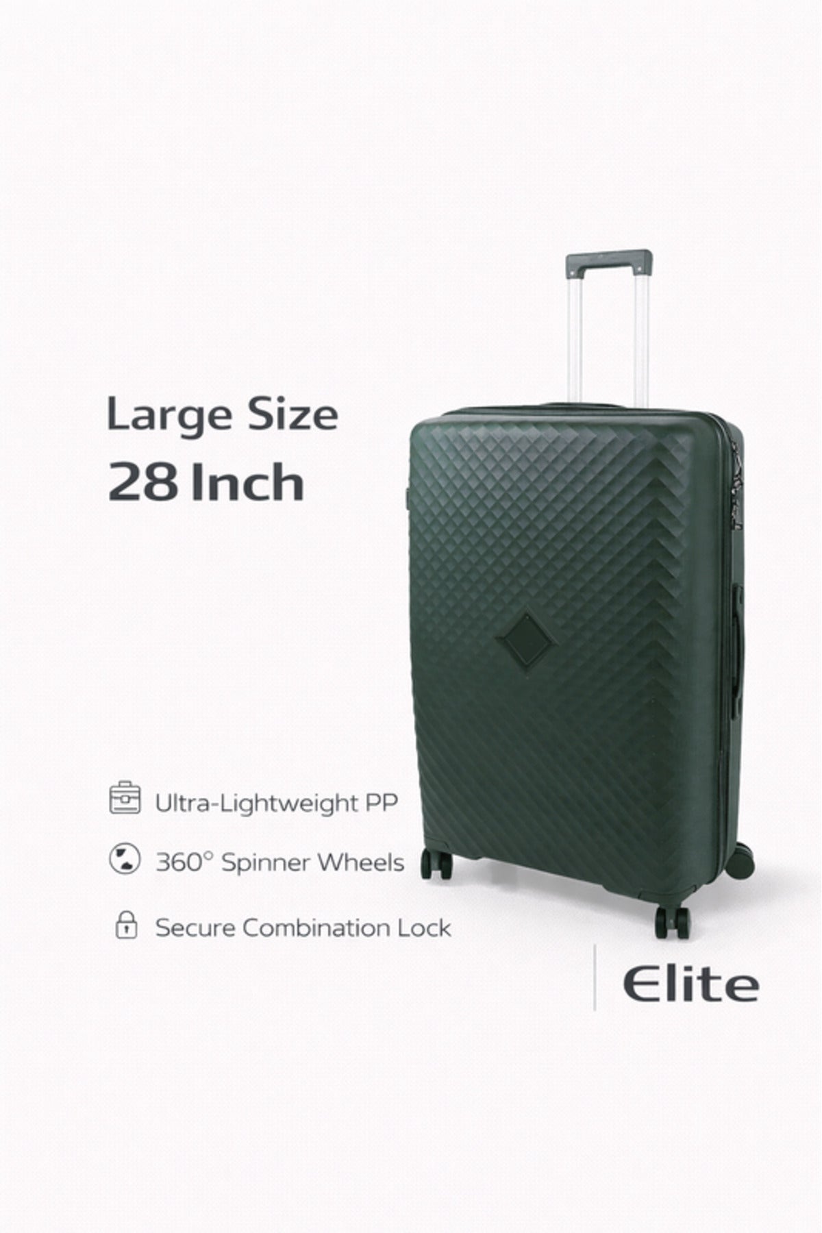 ELITE- Premium Hard-Shell Luggage 28 inch – Lightweight Spinner Suitcase – Dark Green