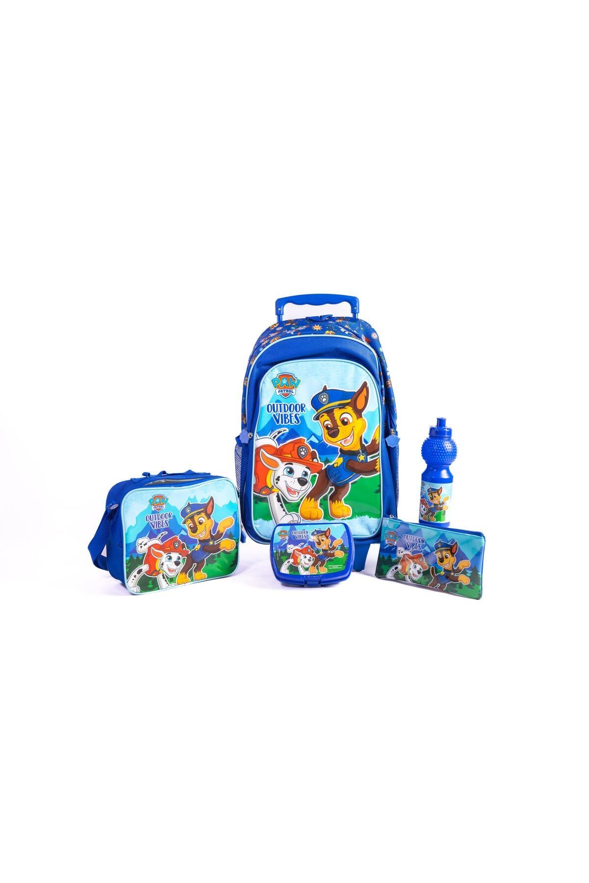 Paw Patrol 18" Trolley School Bag Set With Lunch Bag, Pencil Case, Water Bottle & Lunch Box – Multicolor