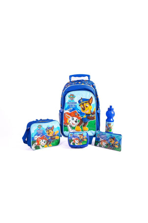 Paw Patrol 18" Trolley School Bag Set With Lunch Bag, Pencil Case, Water Bottle & Lunch Box – Multicolor