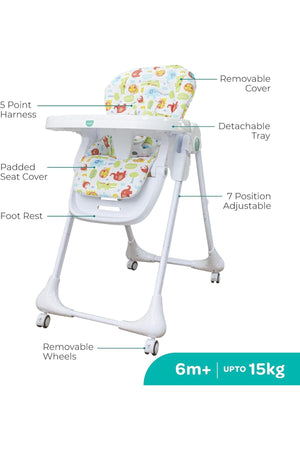 MOON  Apex Baby Highchair With 7 adjustable heights and Reclining Feature-Beige
