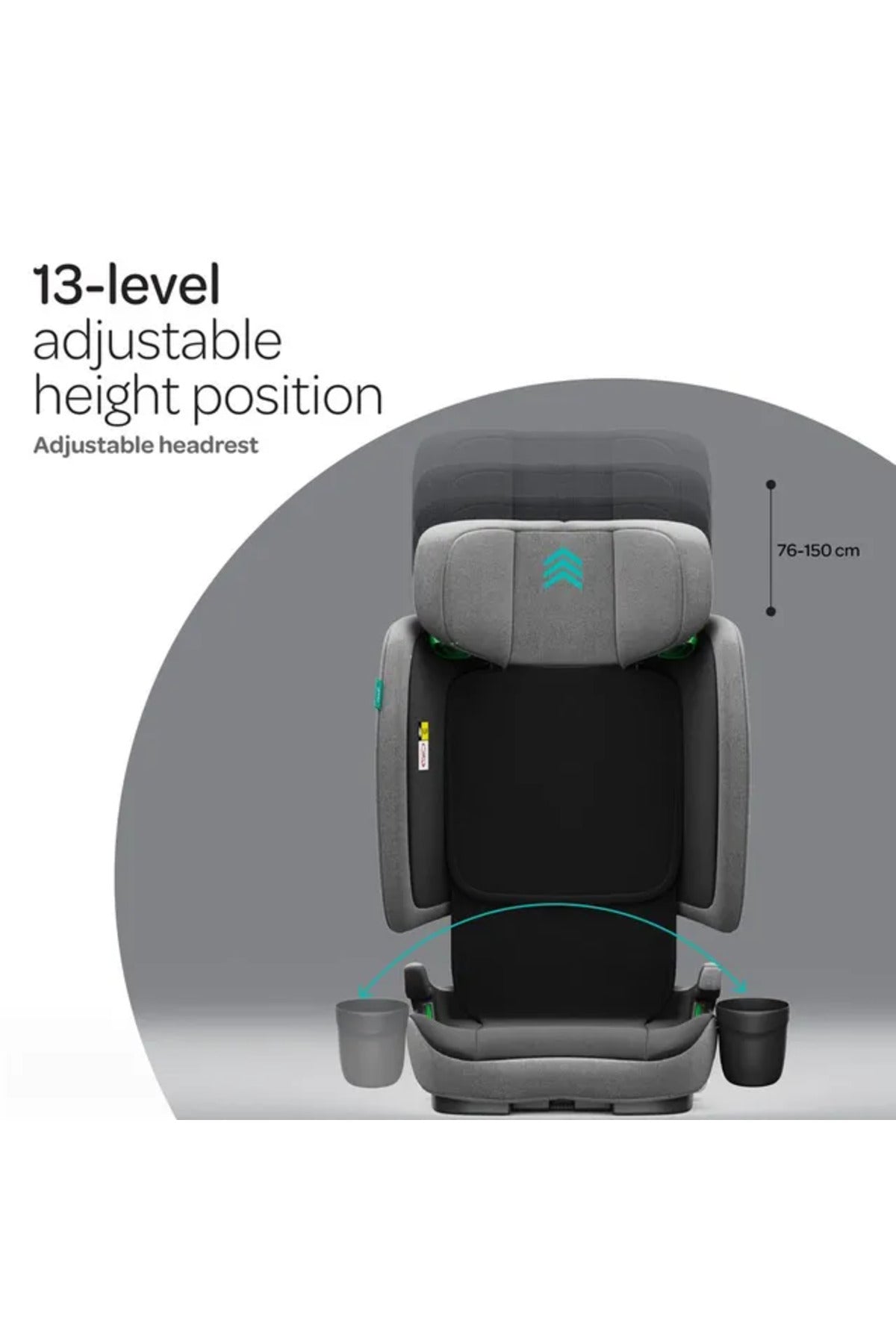 MOON Folda Go  ECE R129  i-Size Foldable Car Seat with ISOFIX-Grey