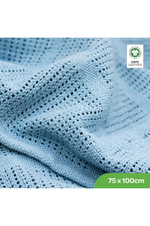 MOON Organic Cellular Blanket 75 X 100 cm – for 0 Months+ -Blue