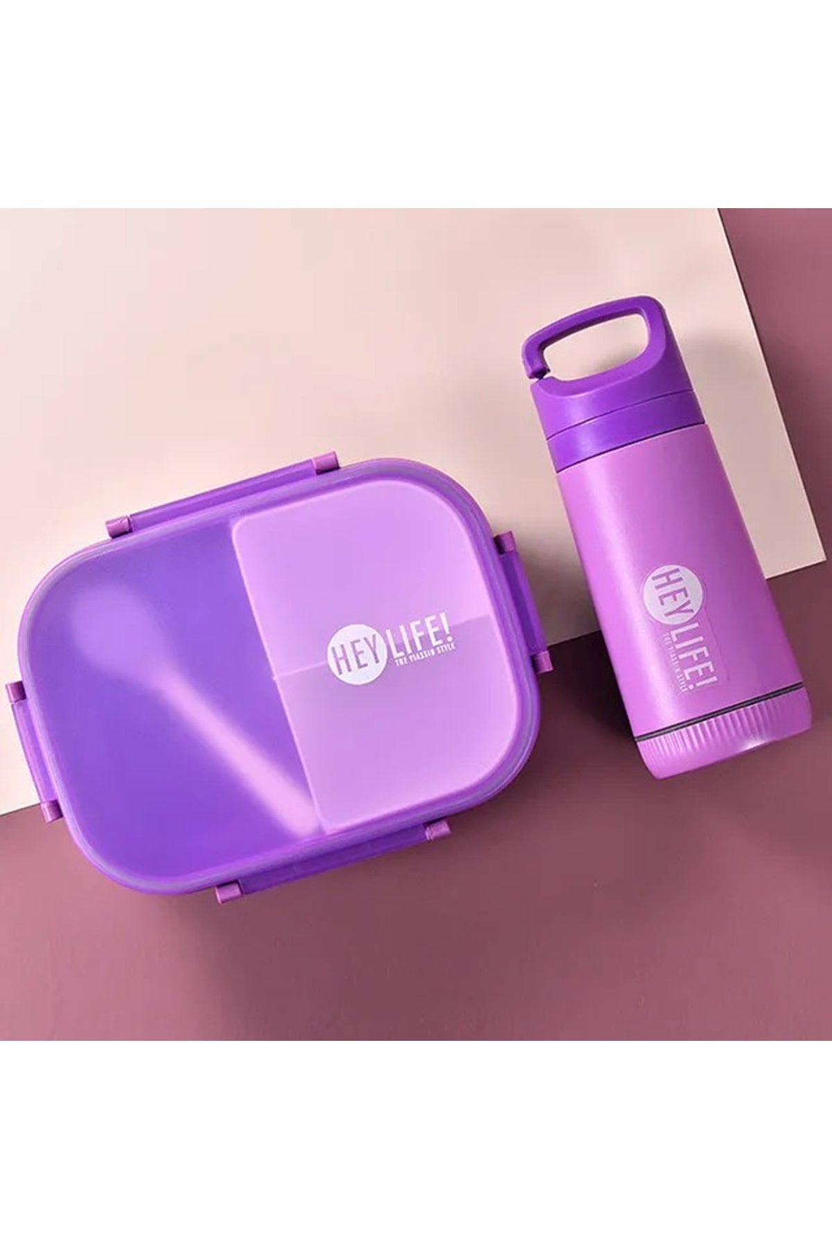Star Babies - 3 Compartment Lunch Box With Spoon And Water Bottle - Purple