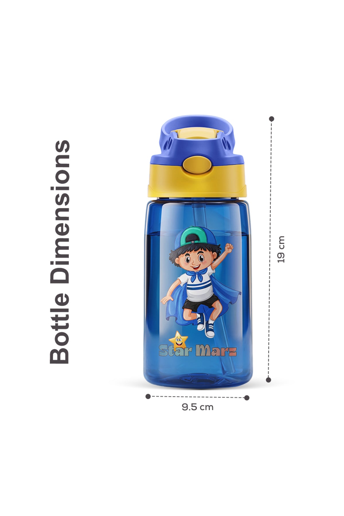 StarMarz Kids Sipper Water Bottle – Anti-Leak Cartoon Design For Girls – 480 Ml – Blue